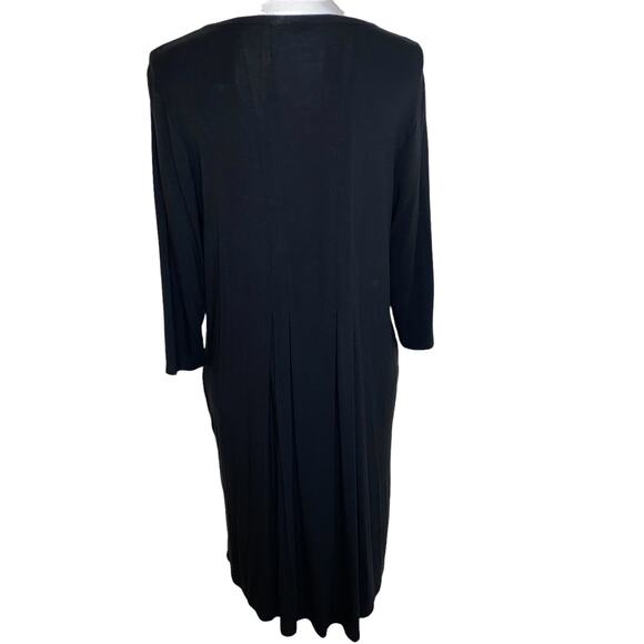 J. Jill Dress Jersey Stretch Knit Button Front Soft Midi Dress, Black, Medium P - Picture 8 of 12